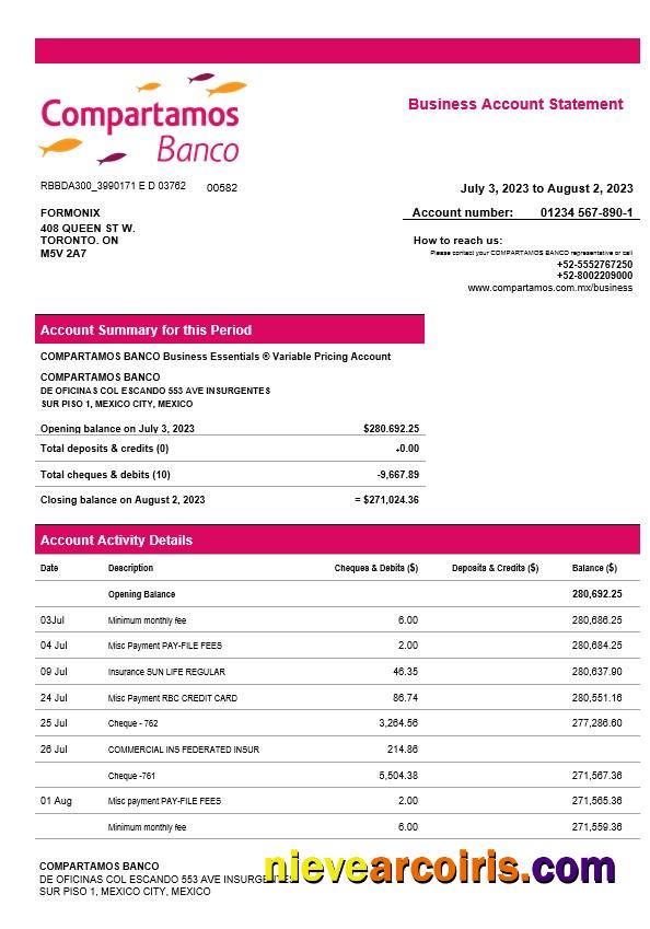 Compartamos Banco organization account statement